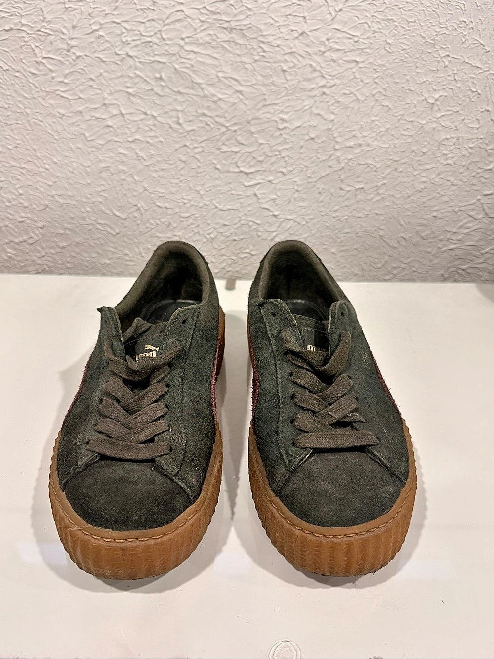 Puma Fenty x Puma Suede Creeper Green Bordeaux Sneakers - Picture 2 of 4